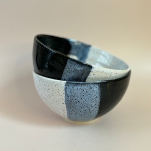 Ceramic Bowl – Black, White & Blue, Breakfast/Cereal/Noodle