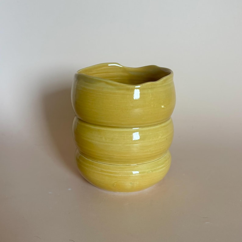 Vaso de cerámica con burbujas – Gres de colores – 15 oz, 16 oz o 18 oz Mustard 18 oz