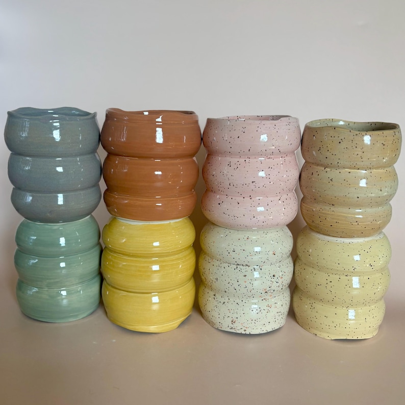 Vaso de cerámica con burbujas – Gres de colores – 15 oz, 16 oz o 18 oz imagen 2