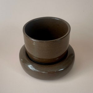 Handgemachte Keramik Donut Untertassen und Tassen Set, Braune Keramik Tasse und Untertasse, 8 oz Bild 6