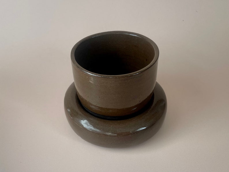 Handgemachte Keramik Donut Untertassen und Tassen Set, Braune Keramik Tasse und Untertasse, 8 oz Bild 6