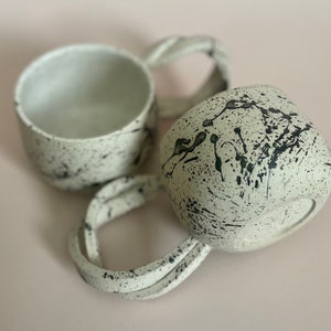 A Speckled Splatter Ceramic Mug, Entangled Handle, 8 or 9 oz, Handmade image 5