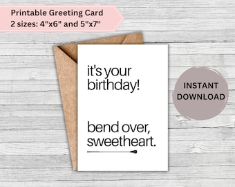 Kinky PRINTABLE Greeting Card - Birthday/Submissive/Spanko