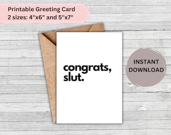Kinky PRINTABLE Greeting Card - Congrats./Submissive Congrats