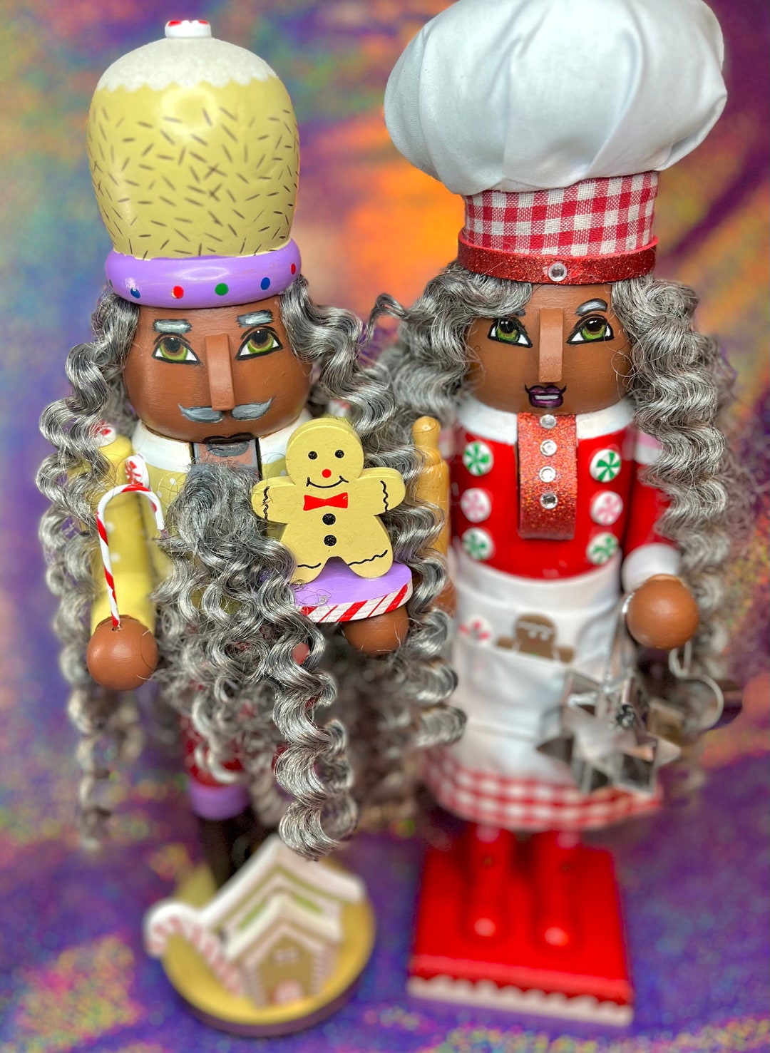 Collectible Mr. & Mrs. Gingerbread Nutcracker Dolls african American