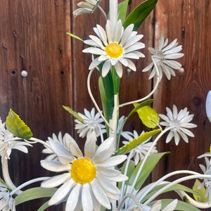 Beautiful Vintage French Daisy Flower Tole Chandelier with 5 branches image 4