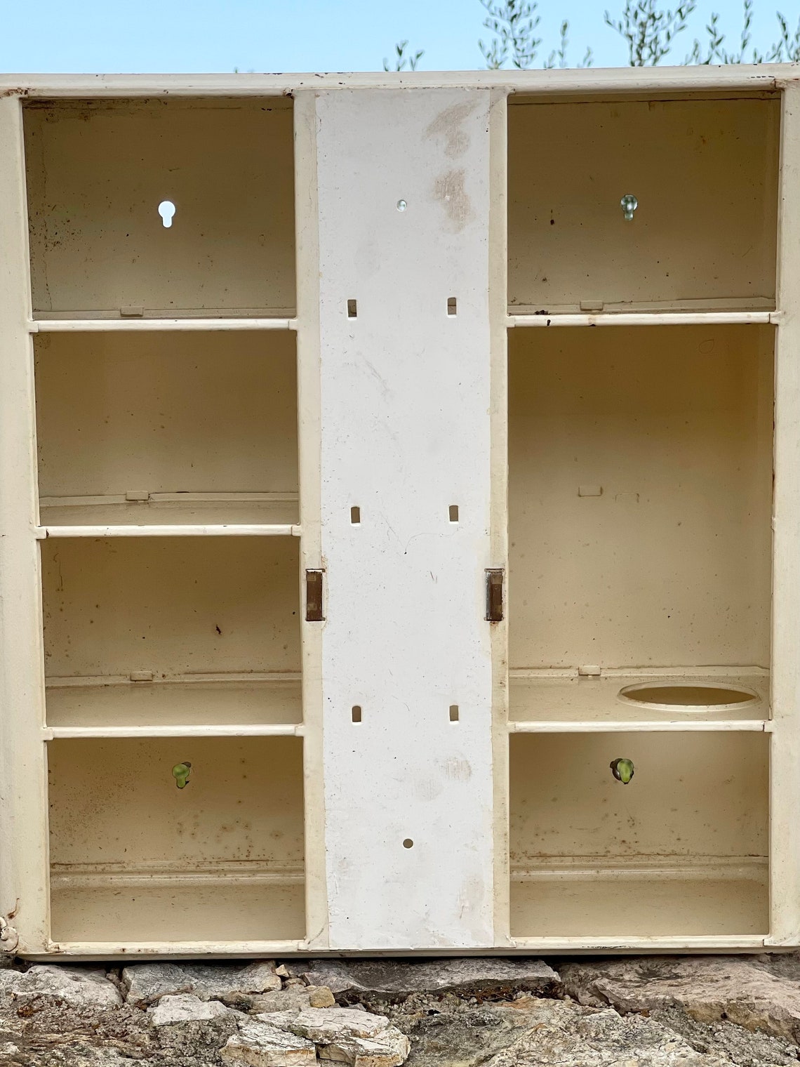 French White Metal Bathroom Retro With Double Doors Etsy