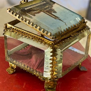 Antique French Ormolu Jewelry Box: Beveled Glass Casket