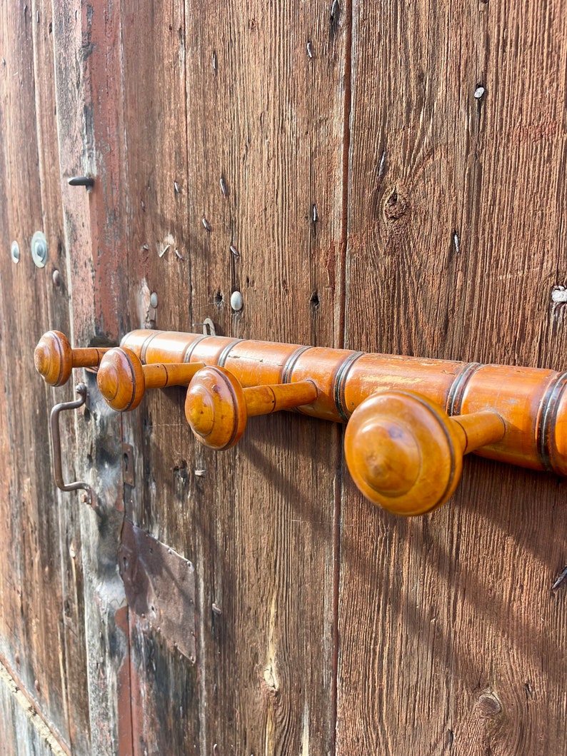 Antique French Coat Hat Rack 6 Pegs Hanger Faux Bamboo Etsy UK