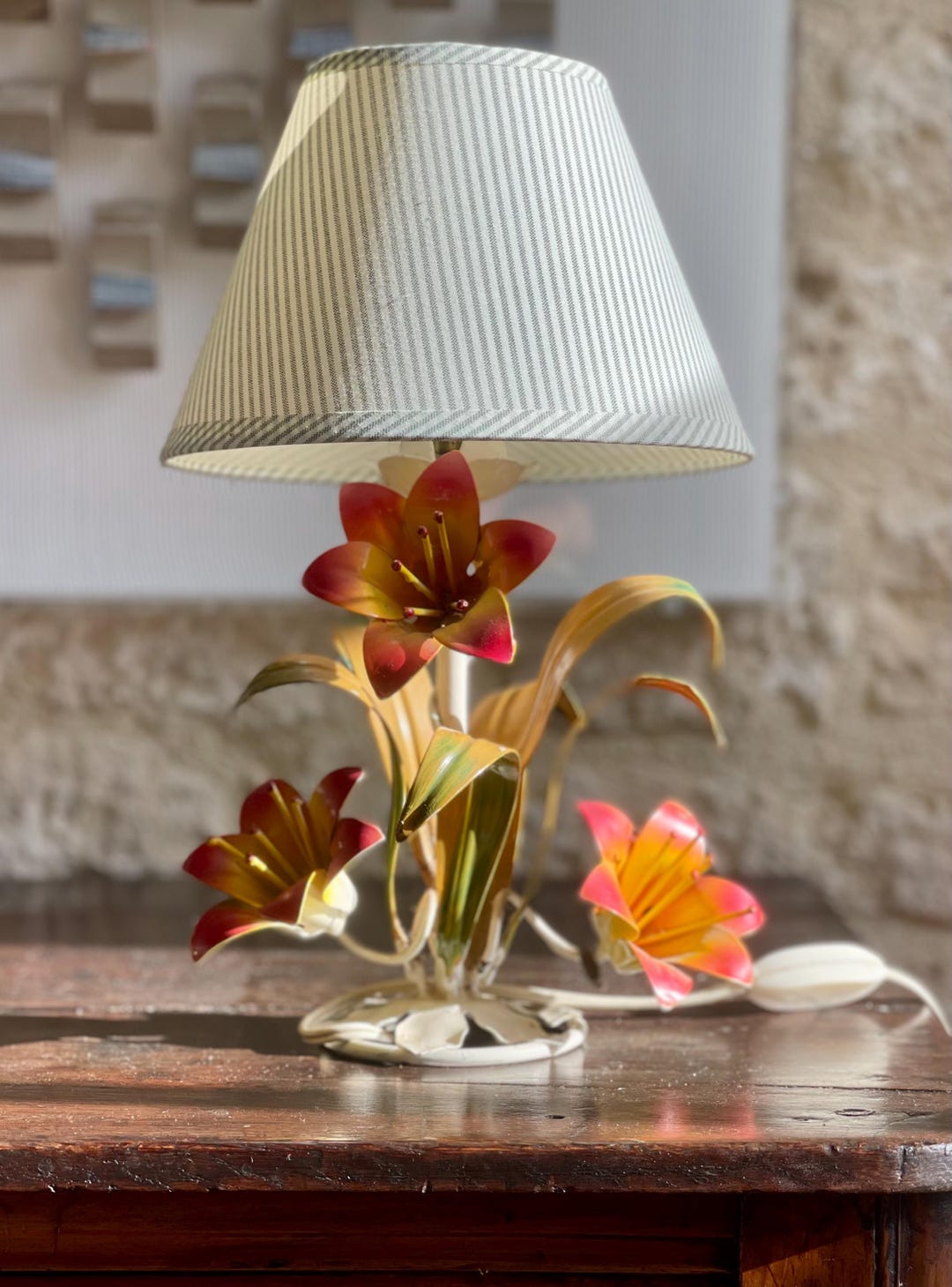 New French Flower Table Lamp