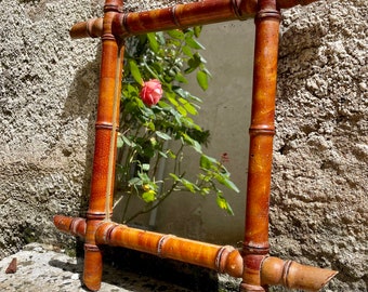 French vintage Faux Bamboo mirror.