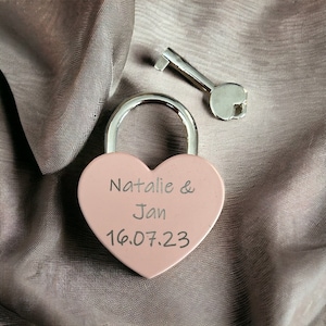 Love lock, lock with engraving, Valentine's Day, wedding gift personalized, heart engraving, housewarming gift, love lock with engraving, image 1