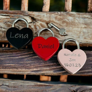 Love lock, lock with engraving, Valentine's Day, wedding gift personalized, heart engraving, housewarming gift, love lock with engraving, image 3