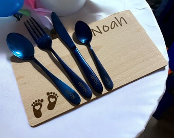 Children's cutlery with engraving / colorful / personalized with name / gift idea / birth / baby / cutlery / stainless steel / christening gift