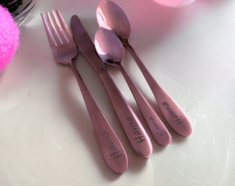 Children's cutlery with engraving / colorful / personalized with name / gift idea / birth / baby / cutlery / stainless steel / christening gift