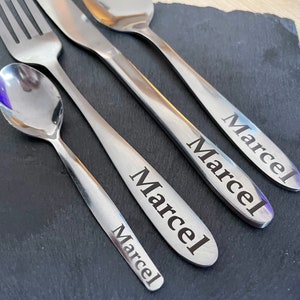 Cutlery engraving, cutlery set personalized, spoon, fork, knife, party, gift, wedding, tableware, set, kitchen, stainless steel, gift idea
