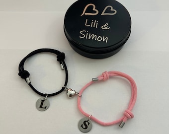Partner bracelet magnet heart with engraving, personalised, gift, love, couple bracelets, friendship bracelet, couples, partner bracelets
