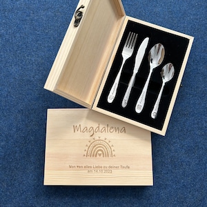 Children's cutlery with engraving / Safari / including wooden box / Personalized with name / Gift idea / Birth / Personalized / Baptism gift