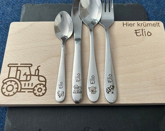 Children's cutlery with engraving / Farm / Personalized with name / Gift idea / Birth / Personalized breakfast board / Christening gift