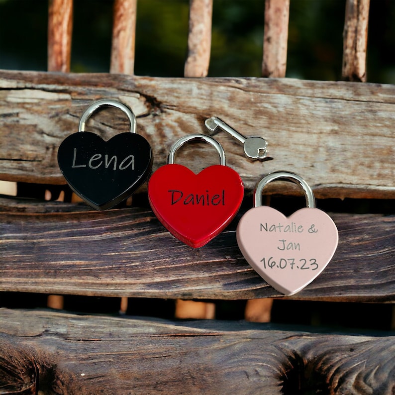 Love lock, lock with engraving, Valentine's Day, wedding gift personalized, heart engraving, housewarming gift, love lock with engraving, image 3