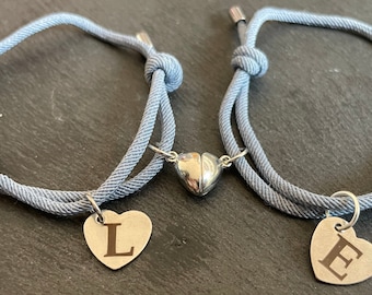 Partner bracelet magnet heart with engraving, personalized, gift, love, couple bracelets, friendship bracelet, couple, partner bracelets