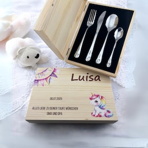 Personalized children&#39;s cutlery unicorn – the special gift for a christening, birth or birthday!