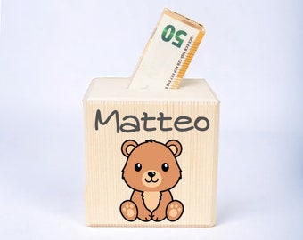 Money box personalized animals | Birth gift | Christening gift | Money box child | Money box with name | Money box wood | Piggy bank