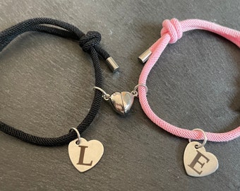 Partner bracelet magnet heart with engraving, personalized, gift, love, couple bracelets, friendship bracelet, couple, partner bracelets