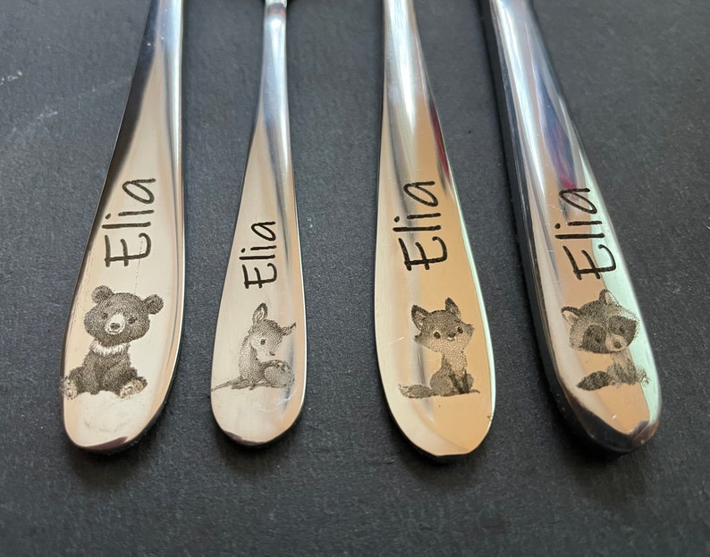 Children's cutlery with engraving / animals / forest friends / personalized with name / gift idea / birth / baby / cutlery / christening gift image 5