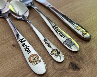 Children's cutlery with engraving / Africa / including wooden box / Personalized with name / Gift idea / Birth / Personalized / Christening gift