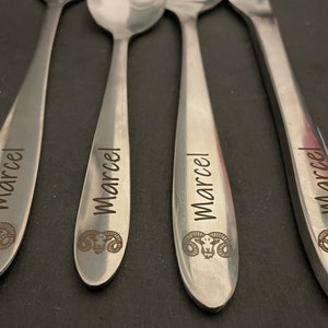 Cutlery engraving, cutlery set personalized, spoon, zodiac, party, gift, wedding, tableware, set, kitchen, stainless steel, gift idea image 6