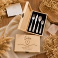 Personalized children's cutlery with engraving and name – gift for birth & christening – optional heart-shaped wooden box – stainless steel