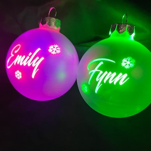 Illuminated personalized Christmas ball names, personalized Christmas tree balls, gift friends, family baby birth, Christmas tree ball