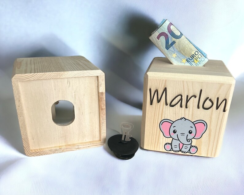 Money box personalized animals Birth gift Christening gift Money box child Money box with name Money box wood Piggy bank image 10