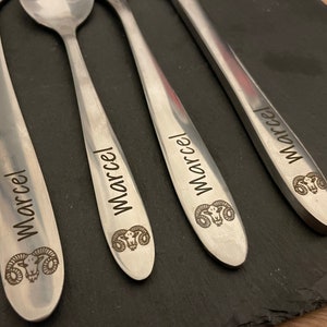 Cutlery engraving, cutlery set personalized, spoon, zodiac, party, gift, wedding, tableware, set, kitchen, stainless steel, gift idea image 1