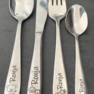 Children's cutlery with engraving / Safari / including wooden box / Personalized with name / Gift idea / Birth / Personalized / Baptism gift image 6