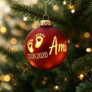 Weihnachtskugel beleuchtet, personalisierte Christbaumkugel Namen, Taufgeschenk, Geburt, Weihnachtsdeko, Baumschmuck