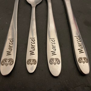 Cutlery engraving, cutlery set personalized, spoon, zodiac, party, gift, wedding, tableware, set, kitchen, stainless steel, gift idea image 4