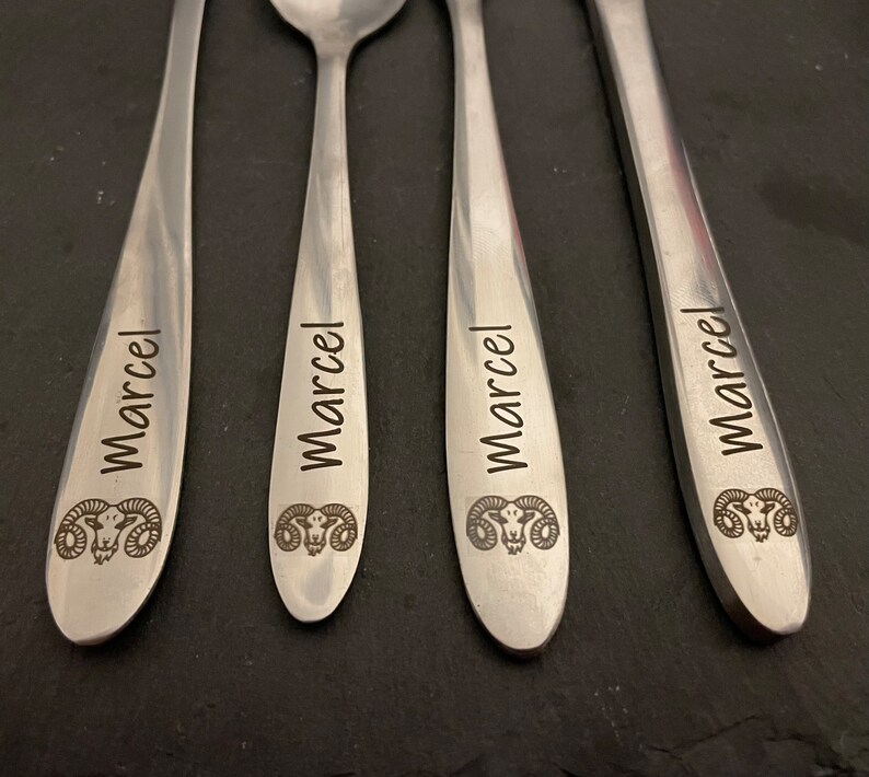 Cutlery engraving, cutlery set personalized, spoon, zodiac, party, gift, wedding, tableware, set, kitchen, stainless steel, gift idea image 4