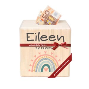Spardose personalisiert Regenbogen | Geschenk Geburt | Geschenk Taufe | Spardose Kind | Spardose mit Name | Spardose Holz | Sparschwein