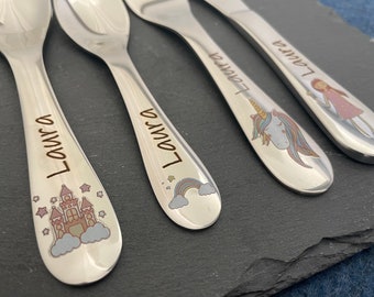 Children's cutlery with engraving / princess / unicorn / personalized with name / gift idea / birth / baby / cutlery / christening gift