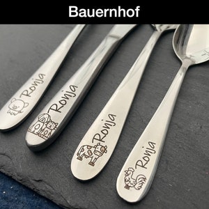 Kinderbesteck mit Gravur / Tiere / Personalisiert mit Namen / Geschenkidee / Geburt / Baby / Besteck / Edelstahl / Taufgeschenk Bild 4