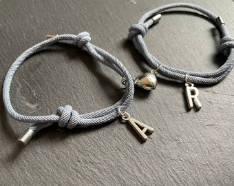 Partnerarmband Magnet Herz Buchstaben, Personalisiert, Geschenk, Liebe, Gravur, Armbänder, Freundschaftsarmband, Pärchen, Partnerarmbänder,