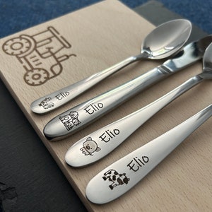 Children's cutlery with engraving / Safari / including wooden box / Personalized with name / Gift idea / Birth / Personalized / Baptism gift image 5