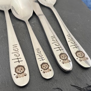 Children's cutlery with engraving / baby lion / forest friends / personalized with name / gift idea / birth / baby / cutlery / / baptism gift image 7