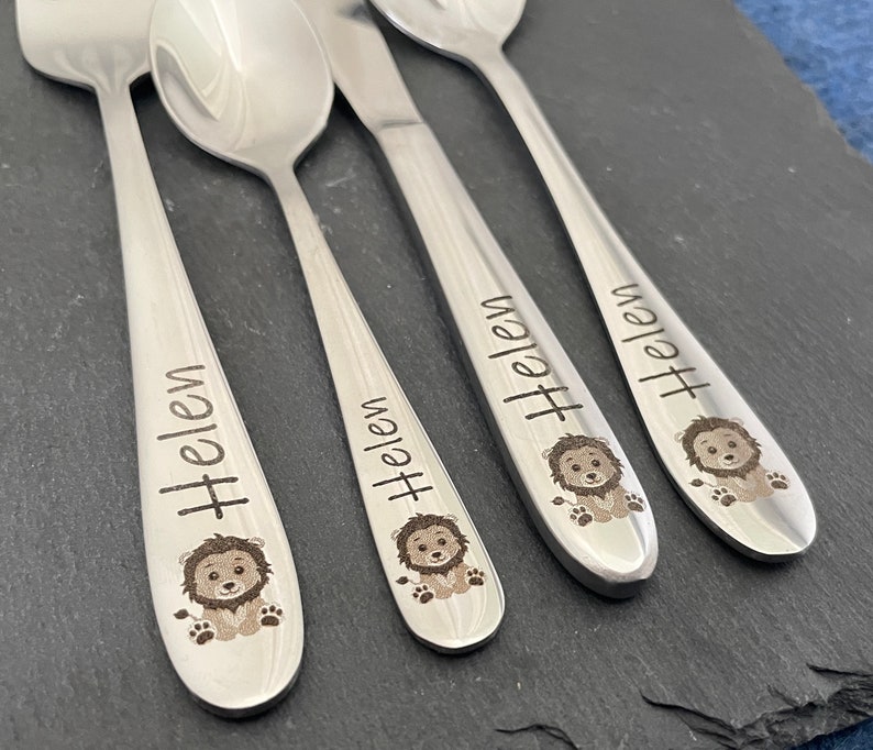 Children's cutlery with engraving / baby lion / forest friends / personalized with name / gift idea / birth / baby / cutlery / / baptism gift image 7