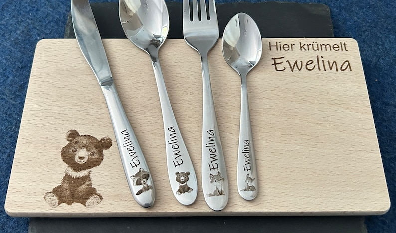 Children's cutlery with engraving / animals / forest friends / personalized with name / gift idea / birth / baby / cutlery / christening gift image 2