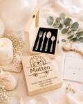Personalized children's cutlery with name & wooden box, engraved cutlery, gift for christening, birth, birthday, individual baby gift