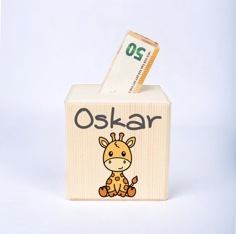 Money box personalized animals Birth gift Christening gift Money box child Money box with name Money box wood Piggy bank Giraffe