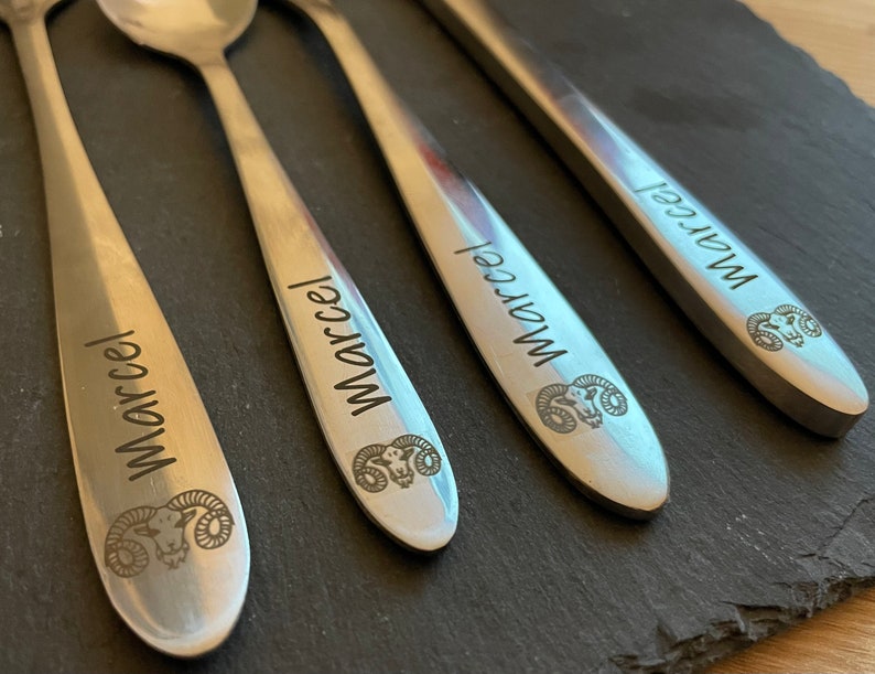 Cutlery engraving, cutlery set personalized, spoon, zodiac, party, gift, wedding, tableware, set, kitchen, stainless steel, gift idea image 5